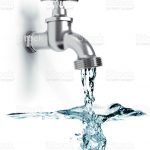 Faucet With Flowing Water And Waves Isolated On White Background 3D Rendering