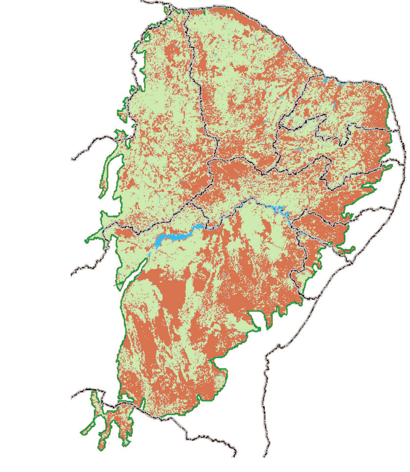 Mapa Do Bioma Caatinga Contendo A Distribuicao Espacial Das Areas Com