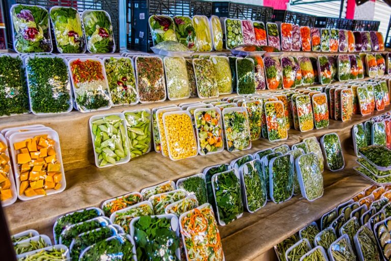 Packaged Vegetables And Veggies At A Free Street Fair In Brazil