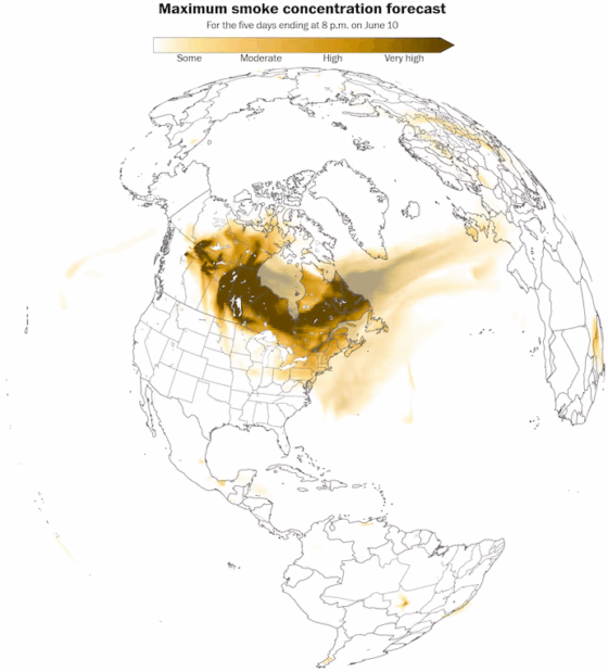 Mudanças climáticas: Mapas mostram até onde a fumaça dos incêndios florestais canadenses se espalhou